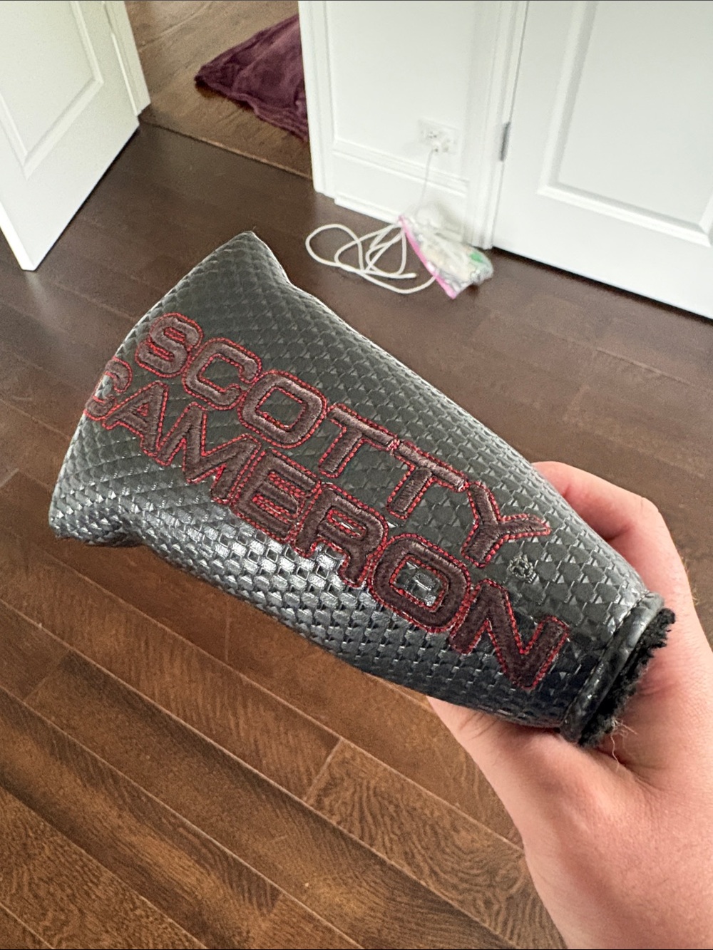 Scotty Cameron Black Headcover with Red Logo Stitching